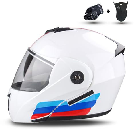 RYDZCLH Modulare Motorradhelme Für Street Scooter ATV, DOT-Geprüfter Integralhelm Mit Hochklappbarem Doppelvisier, Für Motorradhelme Für Männer Und Frauen,Bunt,S 55~56cm