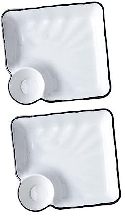 Alipis Set Da 2 Piatti Per Sushi in Ceramica Quadrati, Vassoio Per Servire Gnocchi e Salse, Leggero e Compatto, Adatto Per Casa e Ristorazione, Piastra Multifunzione Per Snack e Antipasti