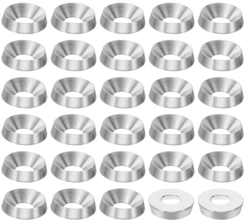 PATIKIL Rondella Svasata di Finitura M8, 30pz 20mm Dia. 5mm Alta Solida Rondella per Tazza Cnc in Acciaio Inossidabile 304, Guarnizione Testa Piatta per Costruzioni, Conica