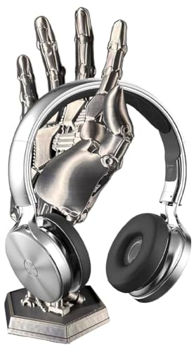 FOGARI Kopfhörer und Controller Halter,Cyberpunk Kopfhörerständer,Gaming Headset Halterung Tisch für PS5 Controller oder Xbox Ständer Series X|S-Controller (Silber)