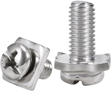 Contratuerca de acero inoxidable, 10~30 piezas M3 M3.5 M4 M5 Bloque de terminales niquelado Tornillo de metal con arandela cuadrada Pan Cruz de metal Dos tornillos combinados Tornillos de sujeción(M3x