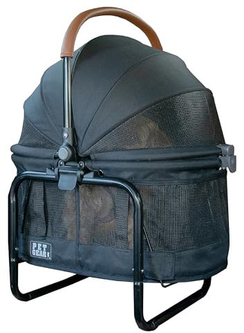 Pet Gear No-Zip View 360 Haustier-Transportbox & Autositz mit Sitzerhöhung für kleine Hunde & Katzen, Netzbelüftung, Druckknopfeingang, kein Werkzeug erforderlich, Onyx