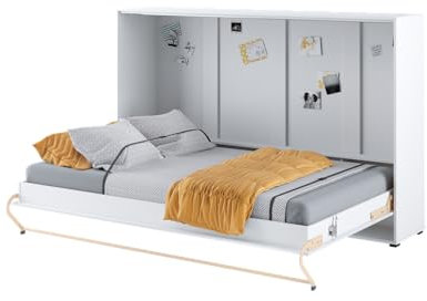 Friderik Concept PRO 5 CP-05 Wandklappbett Horizontal Schrankbett mit Einer Presto-Matratze, 120x200 cm (Weiß Hochglanz)
