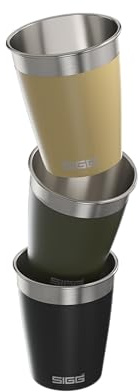 SIGG Lot de 3 gobelets de voyage de 0,35 l - Passe au lave-vaisselle, empilables et réutilisables - Sans BPA - Acier inoxydable robuste - Idéal pour le camping et l'extérieur