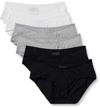 Amazon Essentials Culotte de Maternité en Coton et Microfibre Femme, Lot de 6, Blanc/Gris Chiné/Noir, 46