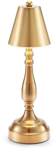 EGOBASIC Akku Tischlampe Kabellos, Kleine Messing Led Tischlampe mit Touch Dimmbar, Tischleuchte Kabellos Outdoor für Esstisch Wohnzimmer Schlafzimmer Nachttischlampe