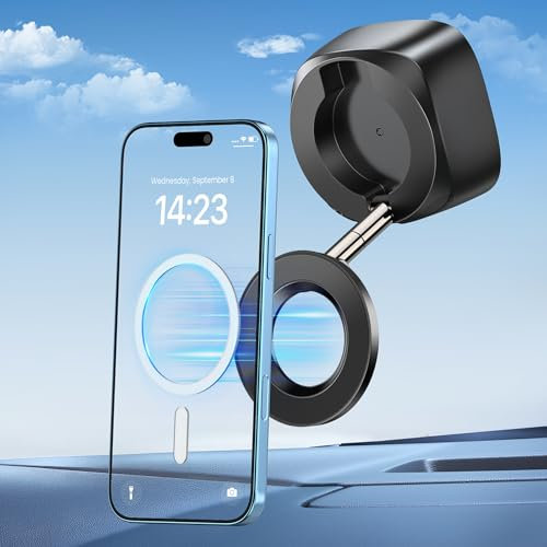 BKXCHA Soporte Móvil Coche para MagSafe, Plegable Soporte Magnetico Movil Coche Universal para Parabrisas y Salpicadero con Ventosa, Accesorios Coche Compatibles con iPhone 16 Pro MAX 15 14 13
