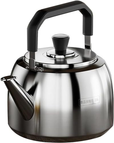 TUKRPQMRI Bouilloire à thé for cuisinière, bouilloire sifflante, acier inoxydable 316 for cuisinières à induction/gaz/électriques, céramique/halogène, miroir/mat-mat || 5 L/1019(Matte,5L)