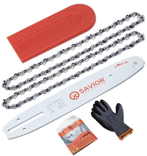 Savior 2 Chaînes de tronçonneuse avec Protège-guide et Guide de 25 cm | 3/8LP 40 Maillons 1,3 mm - Compatible avec Makita, Husqvarna, Dolmar et autres