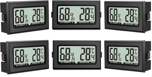 Lot de 6 thermomètres hygromètres numériques avec écran LCD pour intérieur, bureau, salon et cave à vin (piles incluses)