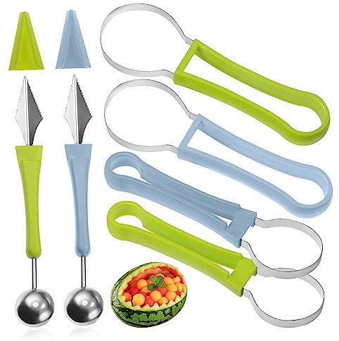 GLEAVI 2 Impostati Utensili per Frutta Scavino per Melone Sbucciatore e per Anguria Set Pratico per Cucina e Negozi Frutta Ergonomico e Compatto
