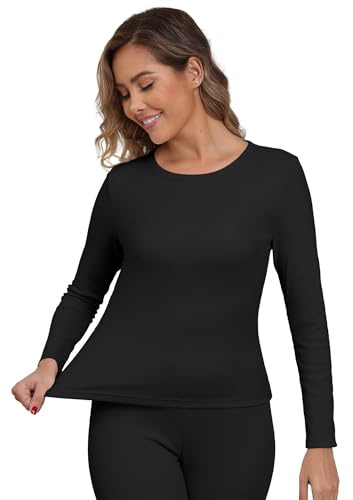 IWOLLENCE Thermal Long Sleeve Top Women | Ladies Thermals T Shirt Base Layer Thermal Underwear Warm Fleece Vest Winter Thermal Wear