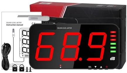 Decibelímetro Medidor De Nivel De Sonido Digital Con Pantalla Grande, Medidor De Ruido DB, Alarma For Colgar En La Pared, For Hospitales, Restaurantes, Bares Y Escuelas(654A)