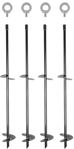DMX Anker Trampolin Outdoor 4er Set - Erdanker Bodenanker - Garten | Bodenanker zum eindrehen - Schaukelhaken - Erdanker zum eindrehen - Slackline Bodenanker - Erddübel - Pergola Pavillon