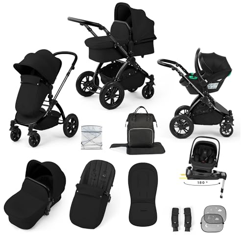 Ickle Bubba Luxe 3in1 Travel System, Nimbus Car Seat (Black/Midnight/Black)