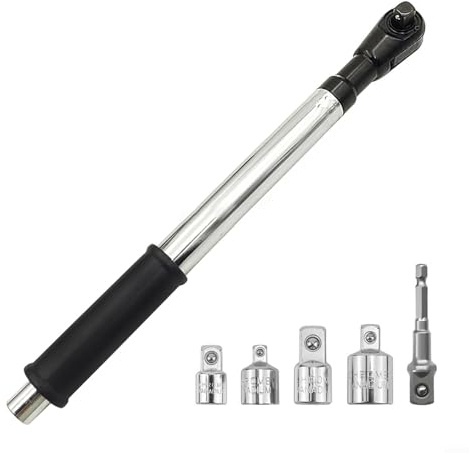 URPIZY Lot de 6 rallonges de clé à cliquet 2 en 1 en acier chromé, 30 mm fin pour les zones étroites, poignée en silicone antidérapante, compatible avec douilles 1/2 pour travaux automobiles et