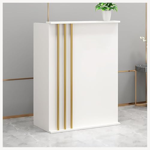 Banco per la cassa e la reception, moderno bancone anteriore con cassetto e gabbia, per negozi, uffici e aree di ricevimento, design elegante