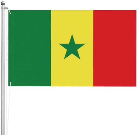 Drapeau du Sénégal double face 0,9 x 1,5 m Drapeau de jardin lourd triple couche double face en polyester
