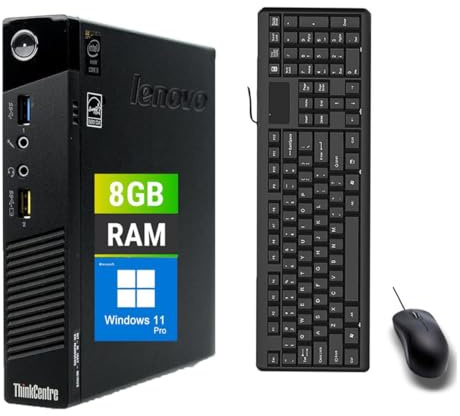 Lenovo ThinkCentre M73 Tiny PC Ordinateur de Bureau, Intel Core i5-4570T 3.2GHz, 8GB RAM, 120GB SSD, Clavier QWERTY américain, Souris, USB WiFi, Windows 11 Pro(Reconditionné)