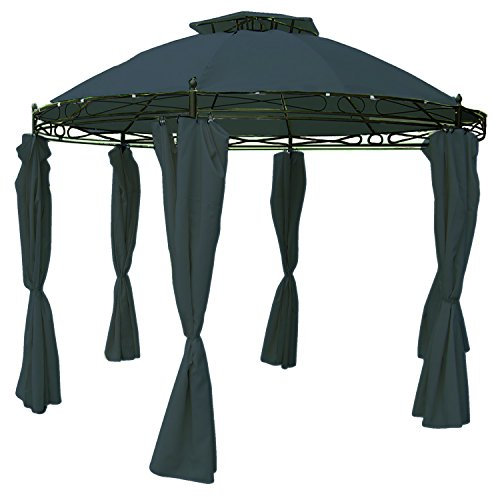 Mojawo Hochwertiger Gartenpavillon Eventpavillon Sonnenschutz Festzelt Zelt Pavillon wasserdicht rund Ø 350cm Anthrazit inkl. Seitenteile