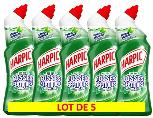 HARPIC Lot de 5 Gels WC Fosses Septiques Menthe - 750 ml