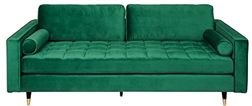 invicta INTERIOR Elegantes Design Sofa Cozy Velvet 225cm smaragdgrün Samt Federkern 3er-Sofa