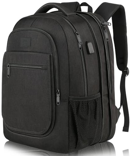 MATEIN Mochila Portatil Grande Extensible, Mochila Ordenador 15.6 Pulgadas con Puerto USB, Antirrobo Impermeable del Negocio Trabajo Diario Viaje para Hombres y Mujere, Negro