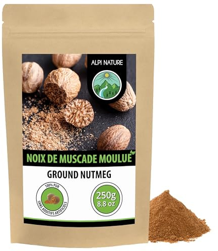 Alpi Nature Nuez Moscada Molida 250g, Especia de Nuez Moscada en Polvo para Cocinar y Hornear