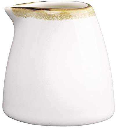 Olympia Kiln Milk Jug Porcelain Chalk 96ml, Pack of 6, White, 96 ml | Meets BS4034 hotelware standards for commercial strength; dishwasher and microwave safe with a rustic hand-applied rim.