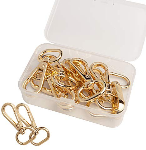 TAIYOU 10 Stück Golden Schwenker Hummer Haken Drehbare Karabinerhaken aus Legierung Schlüsselanhänger Karabinerhaken Schnallen zur Produktion von Handgemachten Taschen Rucksäcke Basteln Verwendet