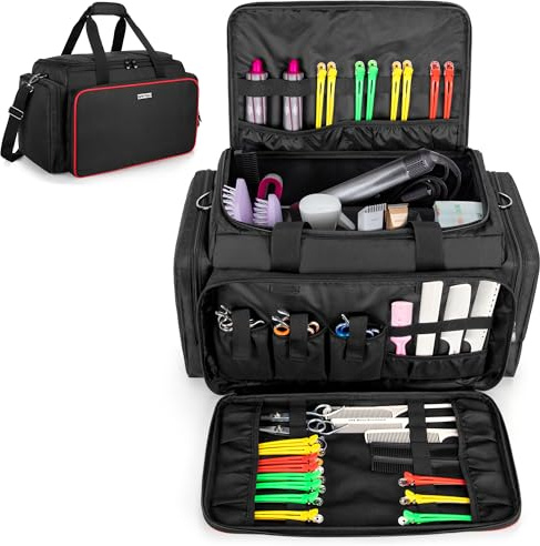 BAFASO Friseur Reisetasche, Frisör Aufbewahrung Koffer für Salon, Friseur Tasche für Friseurin, Maskenbildner, Stylist, Friseur Zubehör Organizer Tasche, OHNE ZUBHEÖR, Schwarz