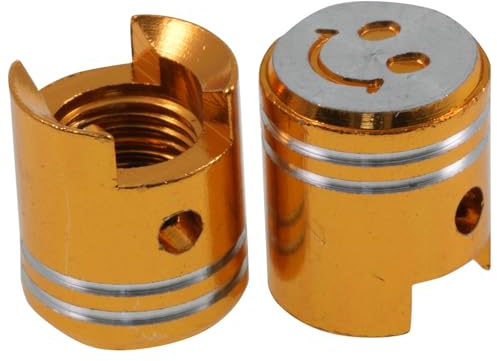 2EXTREME Ventilkappen Set Kolben gold kompatibel mit Roller, Scooter, Mofa | TNT Kolbenoptik in Gold; kompatibel mit Motorrad, Vespa; universelles Ventilkappen-Set für optisches Tuningdetail