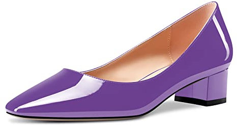 Castamere Donna Chunky Blocco Basso Gattini Tacco Heel Chiusa Quadrata Punta Pumps Slip-on Cute Dress Ufficio Scarpe Viola 42 EU