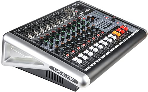 Mixer professionale 8 ohm, amplificatore di potenza a 2 canali, potenza di uscita 300 watt, ingresso microfono XLR a 8 canali, con 16 tipi di mixer per podcast musicale DSP/riverbero