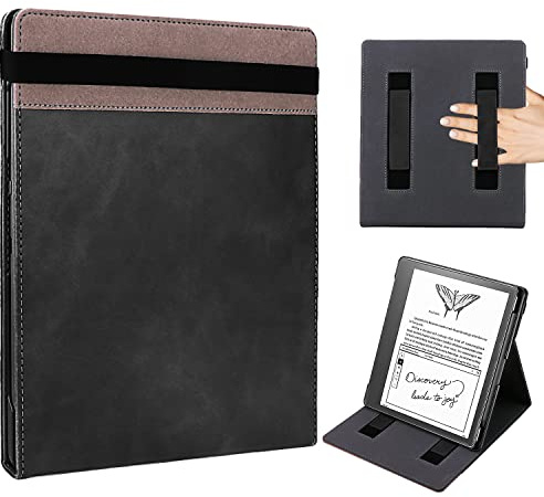 WALNEW Hülle für Kindle Scribe(10,2-Zoll, 2024/2022), Ständer Multi-Blickwinkel Schutzhülle Cover mit Zwei Handriemen, Stifthalter und Magnetische Auto Sleep/Wake Funktion, für Amazon Kindle Scribe