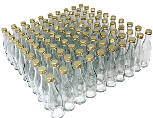 Aromhuset Lot de 100 bouteilles en verre vides de 50 ml avec couvercle à vis, anti-fuites, transparentes, bouteille de liqueur, bouteille d'épices, pour remplissage