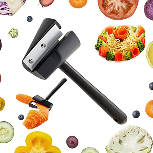 HNCOWPTU Rodillo de flores en espiral para frutas y verduras, cortador de espiral, cortador de rodadura vegetal, cortador de zanahorias, cortador en espiral vegetal, herramienta decorativa para flores