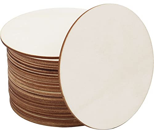 YIEUR 30 Stück Holzscheiben 10cm durchmesser, Unbehandelte holzplatte rund untersetzer holz, Unvollendete holzplatten zum basteln für Handwerk, Beschriften, Laser Gravur, Schnitzen, Malen(10cm)