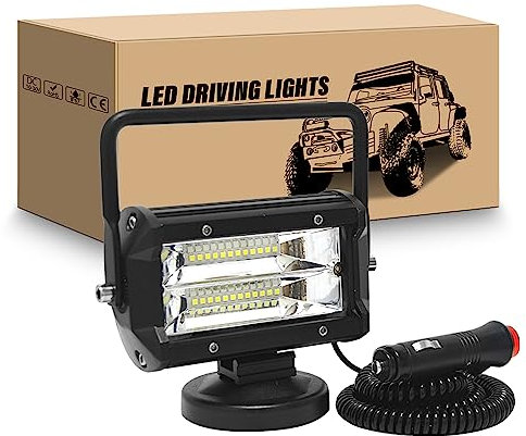 RIGIDON faro da ricerca led, 13cm 5 pollici 72W flood luce da lavoro con supporto base magnetica, fari di profondità 12v 24v luce da ricerca per auto fuoristrada camion SUV 4x4 barca