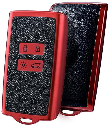 OATSBASF Autoschlüssel Hülle für Renault, 4-Tasten Schlüsselhülle Cover für Renault Clio Espace 5 Master Bus Talisman Megane USW Fluence Duster Megane Kadjar Coque Captur Zoe Koleos Scenic (PW-Rot)