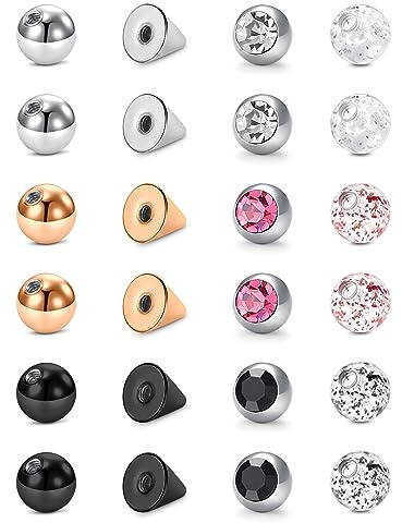 Briana Williams Bola 5mm Piercing Perforadoras de Repuesto 14G 5mm Acero Quirúrgico Acrílico Bolas Piercing Lengua Ombligo