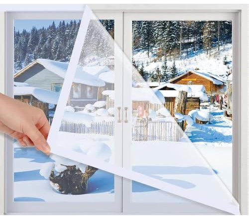 55x185cm Aislante Acustico Ventanas-ProteccióN Contra El FríO,Corte De Bricolaje,LáMina Aislante Transparente Para Aislamiento TéRmico De Ventanas,Incluye Cinta De Doble Cara,white