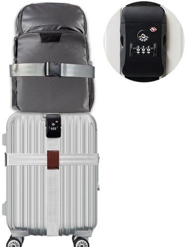 llyish 3 Stück Koffergurte Kofferband mit TSA-Zahlenschloss, Kreuz Koffergurte für 20-30 Zoll Koffer Rucksack Kofferband mit Kofferanhänger Globale Reisezubehör (Grau TSA)