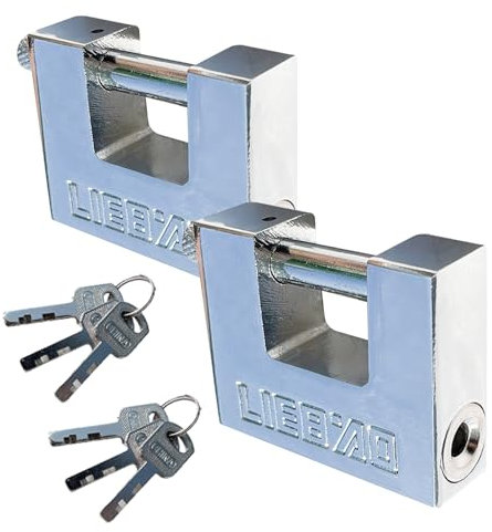 Confezione da 2 lucchetti resistenti con chiavi, serrature di sicurezza in acciaio inox con gancio spesso per capannoni, magazzini, cancelli, armadietti (50 mm)