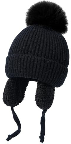 Coubeau Warmer Wintermütze für Neugeborene, Gestrickte Mütze mit Ohrenschutz, Fleecegefütterte Baby-Mütze für Jungen und Mädchen, Geeignet für Herbst und Winter