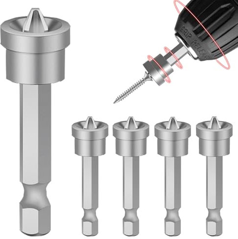CoguZed PH2 Magnetische Positionierungs-Bits, Trockenbau-Schrauben-Setter-Bit für Trockenbauschraube, Bohrer und Schlagschrauber-Aufsatz, Sechskantschaft, 5 Stück
