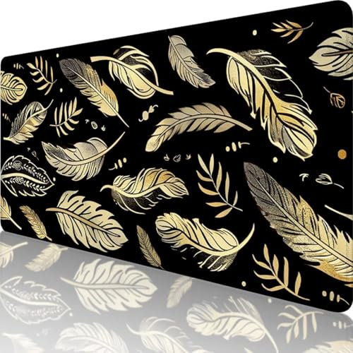 Alfombrilla Ratón Gaming Negro 1200 x 600mm, Alfombrilla Ratón XXL Hoja, Mouse Pad con Base de Goma Antideslizante, Impermeable Alargar Alfombrilla Escritorio Bordes Cosidos para Ratón y Teclado I-Y