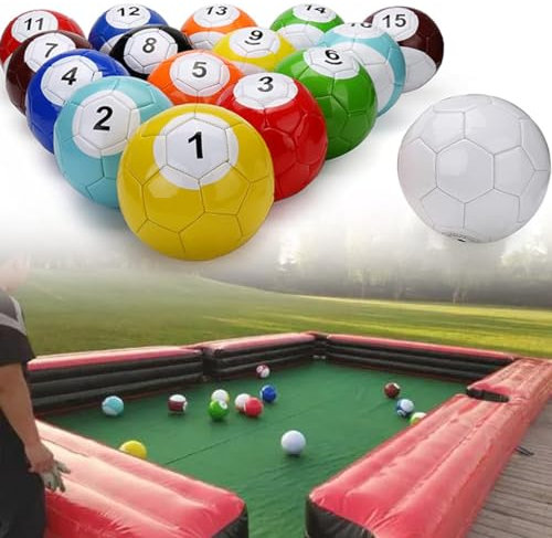 Aufblasbare Billard-Fußball-Fußball-Snooker-Bälle, Tischspiele, 16-teiliges Leder-Fußball-Pool-Kick-Billard-Set - Sportspiel für Erwachsene für Innen- und Außenbereiche