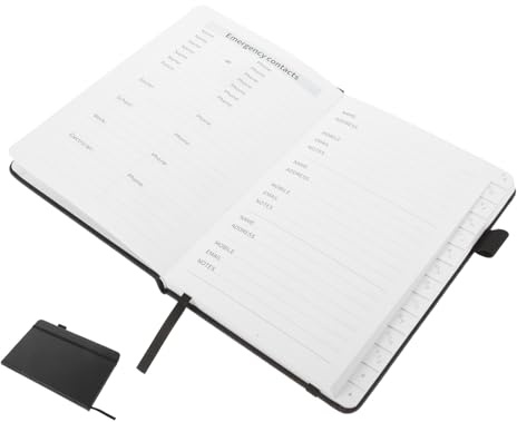 HAPINARY Kleines Notizbuch Schwarz aus Pu und Papier mit Alphabet Register Tragbarer Notizblock für Büro und Klassenzimmer zum Schnellen Notieren und Adressmanagement