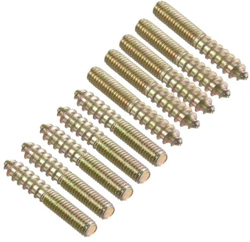 TOP-VIGOR 10Pcs Hanger Bolts, M6x40mm Double Headed Bolts Self Tapping Screw, Double Ended Dowel Screws, Screw Dowels Hanger, Threaded Lag Wood Screws and Machine Bolts for Wood Joint Furniture
